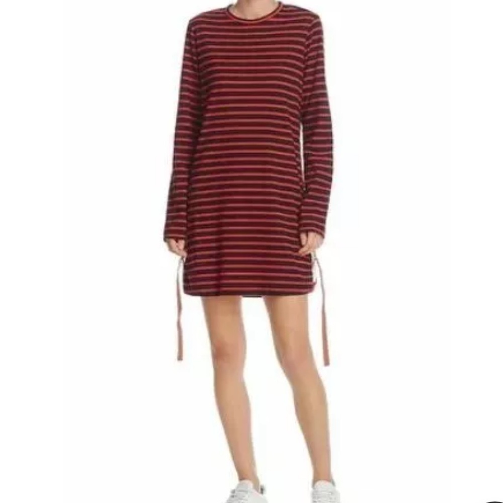 Derek Lam 10 Crosby Striped T-Shirt Dress with Straps